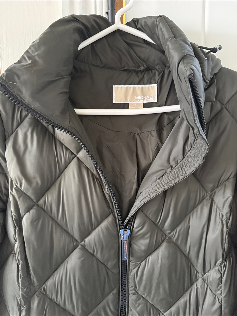 Michael Kors Quilted Hooded Puffer Coat - Olive - Picture 2 of 2
